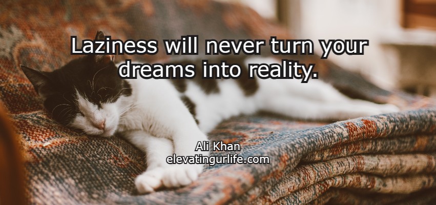              Laziness will never turn your dreams into reality.
